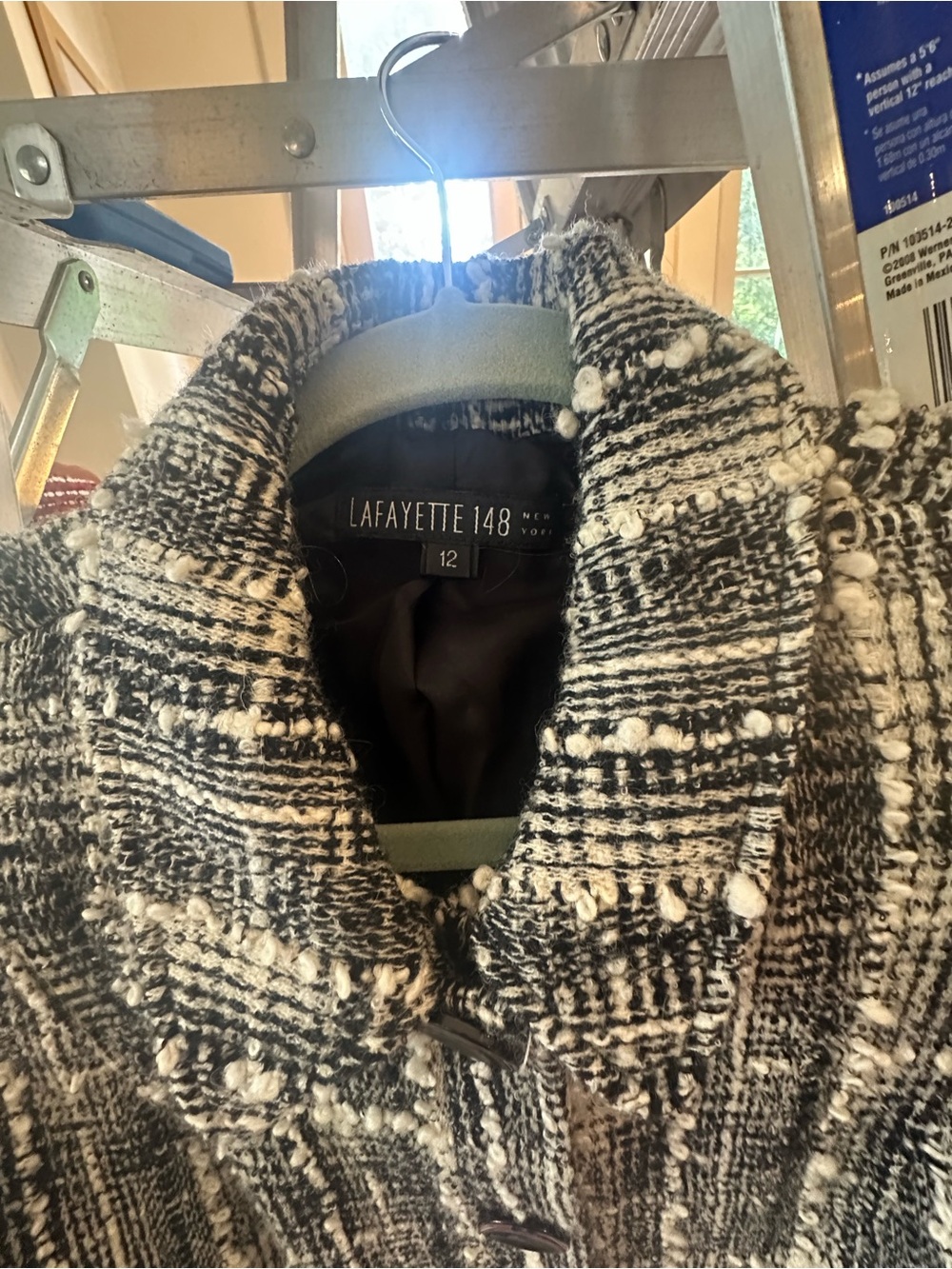 Lafayette 148 New York Black and White Bouclé Toggle Peacoat
